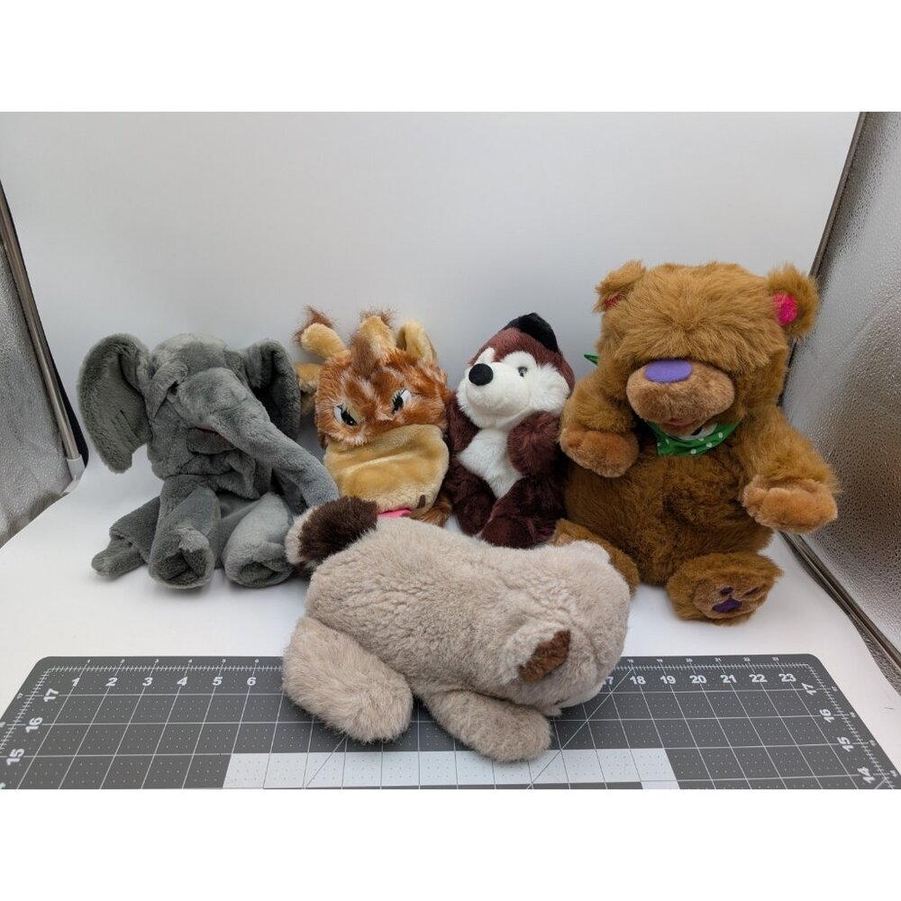 Hand Puppet Plush Lot Bear Red‎ Panda Raccoon Giraffe Elephant